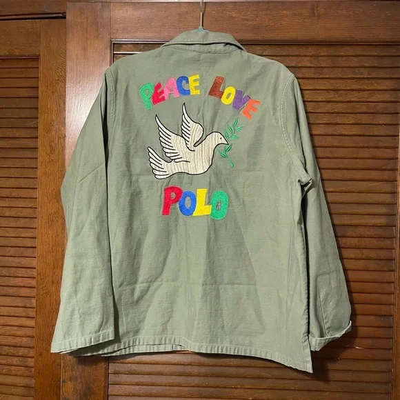 Polo Ralph Lauren womens peace love green military jacket
